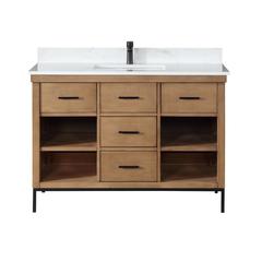 48" Single Bathroom Vanity Set in Brown Pine without Mirror