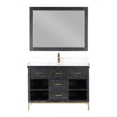 48" Single Bathroom Vanity Set in Black Oak with Mirror