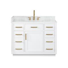 42" Single Bathroom Vanity in White without Mirror