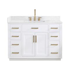 48" Single Bathroom Vanity in White without Mirror