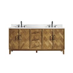 Clara 72" Double Bathroom Vanity in Weathered Brown