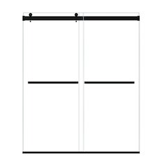 By Pass Frameless Shower Door in Matte Black with Clear Glass