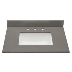 31 in. Composite Stone Vanity Top In Concrete Grey with White  Sink