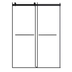 Frameless Exposed Roller Shower Door in Matte Black with Clear Glass