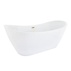 Vansza 67" x 32" Flatbottom Freestanding Acrylic Soaking Bathtub in Glossy White