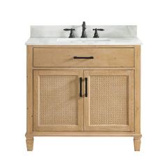 Single Bathroom Vanity in Weathered Fir with Stone Countertop without Mirror