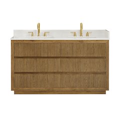 Navan 60" Double Bathroom Vanity in Weathered Brown
