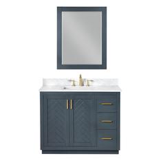42" Single Bathroom Vanity Set in Classic Blue with Mirror