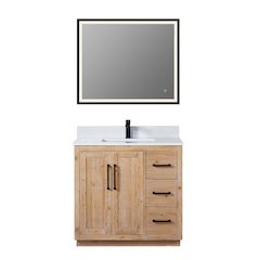 36" Single Bathroom Vanity with Grain White Countertop with Mirror
