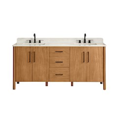 72" Double Bathroom Vanity in Mango Brown with Grain White