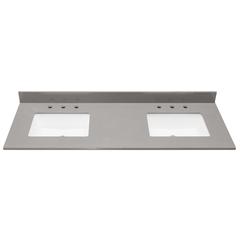61 in. Composite Stone Vanity Top in Concrete Grey with White Sink