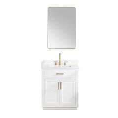 30" Single Bathroom Vanity in White with Mirror