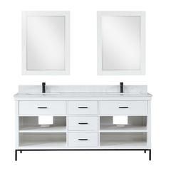 72" Double Bathroom Vanity Set in White with Mirror