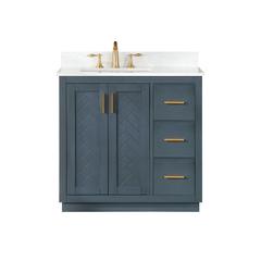 36" Single Bathroom Vanity Set in Classic Blue without Mirror