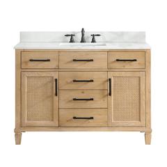 Single Bathroom Vanity in Weathered Fir with Stone Countertop without Mirror