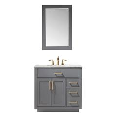 36" Single Bathroom Vanity Set in Gray with Mirror