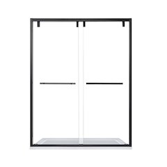 By Pass Semi Frameless Shower Door in Matte Black with Clear Glass