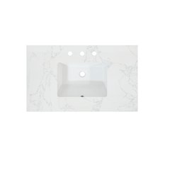 Ceres 37. in Engineered Stone Vanity Top in Grain White with Single White Sink