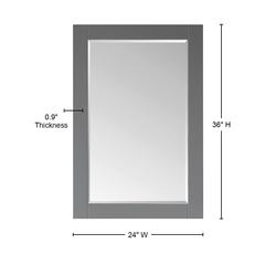 24" Rectangular Bathroom Wood Framed Wall Mirror in Gray