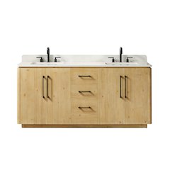 72" Double Bathroom Vanity in Nature Brown with Grain White