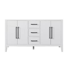 Double Bathroom Cabinet Vanity Base in White without Top and Sink, no Mirror