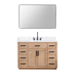 48" Single Bathroom Vanity in Light Brown with Mirror