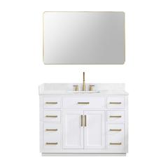 48" Single Bathroom Vanity in White with Mirror
