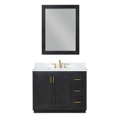 42" Single Bathroom Vanity Set in Black Oak with Mirror