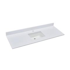 61 in. Composite Stone Vanity Top in Milano White with White Sink