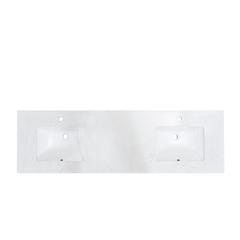 72 in. Composite Stone Vanity Top in Aosta White with White Sink