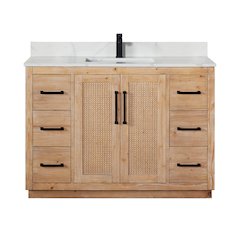 48" Single Bathroom Vanity with Calacatta White Quartz Countertop without Mirror