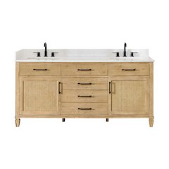 72" Double Bathroom Vanity in with Grain White Engineered Stone Countertop