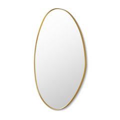 28"x36" Irregular Aluminum Framed in Brushed Gold Modern Bathroom Wall Mirror