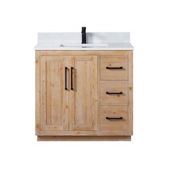 36" Single Bathroom Vanity with Grain White Countertop without Mirror