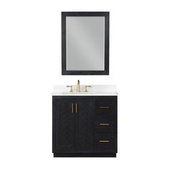 36" Single Bathroom Vanity Set in Black Oak with Mirror