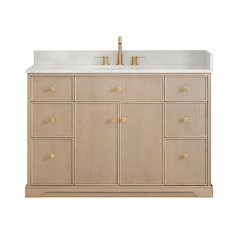 48" Single Bathroom Vanity in Natural Oak with Engineered Stone Countertop