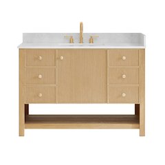 48" Single Bathroom Vanity in White Oak with Engineered Stone Countertop