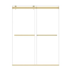 By Pass Frameless Shower Door in Brushed Gold with Clear Glass
