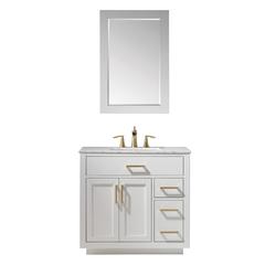 36" Single Bathroom Vanity Set in White with Mirror