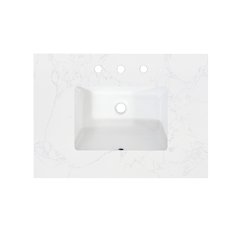 Ceres 31. in Engineered Stone Vanity Top in Grain White with Single White Sink