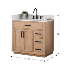 36" Single Bathroom Vanity in Light Brown without Mirror