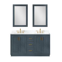 60" Double Bathroom Vanity Set in Classic Blue with Mirror