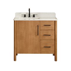 36" Single Bathroom Vanity in Mango Brown with Grain White