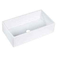 Kosula Glossy White Ceramic Rectangular 36" L x 19.8" W Farmhouse Sink