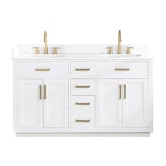 60" Double Bathroom Vanity in White without Mirror