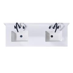61. in Composite Stone Vanity Top in Snow White with Double White Sink