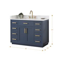 48" Single Bathroom Vanity in Royal Blue without Mirror
