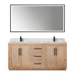 72" Double Bathroom Vanity with Calacatta White Quartz Countertop with Mirror