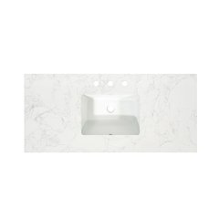 Ceres 49. in Engineered Stone Vanity Top in Grain White with Single White Sink