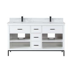 60" Double Bathroom Vanity Set in White without Mirror